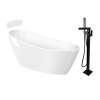 Transolid KF-AFTA5931-G31MB Aaliyah 59-in x 31-in x 28-in Freestanding Acrylic Bathtub Kit With End Drain, Bath Pillow And Matte Black Tub Filler, White (Gloss)