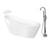 Transolid KF-AFTA5931-G31PC Aaliyah 59-in x 31-in x 28-in Freestanding Acrylic Bathtub Kit With End Drain, Bath Pillow And Polished Chrome Tub Filler, White (Gloss)