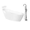 Transolid KF-AFTA6731-G31PC Aaliyah Grande 67-in x 31-in x 28-in Freestanding Acrylic Bathtub Kit With End Drain, Bath Pillow And Polished Chrome Tub Filler, White (Gloss)