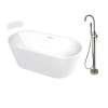 Transolid KF-AFTM5931-G31BN Maris 59-in x 31-in x 23-in Freestanding Acrylic Bathtub Kit With Center Drain, Bath Pillow And Brushed Nickel Tub Filler, White (Gloss)