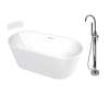 Transolid KF-AFTM5931-G31PC Maris 59-in x 31-in x 23-in Freestanding Acrylic Bathtub Kit With Center Drain, Bath Pillow And Polished Chrome Tub Filler, White (Gloss)