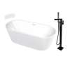 Transolid KF-AFTM6731-G31MB Maris Grande 67-in x 31-in x 23-in Freestanding Acrylic Bathtub Kit With Center Drain, Bath Pillow And Matte Black Tub Filler, White (Gloss)