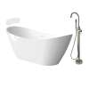 Transolid KF-AFTS5931-G31BN Skylar 59-in x 31-in x 27-in Freestanding Acrylic Bathtub Kit With Center Drain, Bath Pillow And Brushed Nickel Tub Filler, White (Gloss)