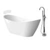 Transolid KF-AFTS5931-G31PC Skylar 59-in x 31-in x 27-in Freestanding Acrylic Bathtub Kit With Center Drain, Bath Pillow And Polished Chrome Tub Filler, White (Gloss)