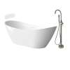 Transolid KF-AFTS6731-G31BN Skylar Grande 67-in x 31-in x 27-in Freestanding Acrylic Bathtub Kit With Center Drain, Bath Pillow And Brushed Nickel Tub Filler, White (Gloss)