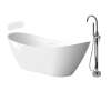 Transolid KF-AFTS6731-G31PC Skylar Grande 67-in x 31-in x 27-in Freestanding Acrylic Bathtub Kit With Center Drain, Bath Pillow And Polished Chrome Tub Filler, White (Gloss)