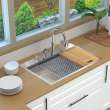 Transolid KWSST332210-4 32-in X 22-in X 10-in 18-Gauge Drop-in Stainless Steel Kitchen Workstation Sink with 4 Faucet Holes