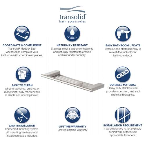 Transolid Maddox MSD16-BS Soap Dish, In Brushed Stainless