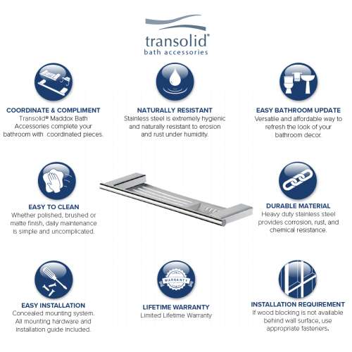 Transolid Maddox MSD16-PC Soap Dish, In Polished Chrome