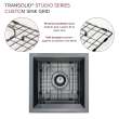 Transolid PUSB15159GM 15-in x 15-in x 9-in 14 Gauge Single Bowl Undermount Stainless Steel Kitchen/Bar Sink With SinkPocket™, Bottom Sink Grid, And Flip-Top Sink Strainer, Gun Metal