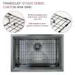 Transolid PUSB261911GM Studio 26-in x 19-in x 11-in 14 Gauge Single Bowl Undermount Stainless Steel Kitchen Sink With SinkPocket™, Bottom Sink Grid, And Flip-Top Sink Strainer, Gun Metal