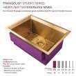 Transolid PUSB261911SB Studio 26-in x 19-in x 11-in 14 Gauge Single Bowl Undermount Stainless Steel Kitchen Sink With SinkPocket™, Bottom Sink Grid, And Flip-Top Sink Strainer, Satin Brass