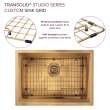 Transolid PUSB261911SB Studio 26-in x 19-in x 11-in 14 Gauge Single Bowl Undermount Stainless Steel Kitchen Sink With SinkPocket™, Bottom Sink Grid, And Flip-Top Sink Strainer, Satin Brass