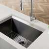 Transolid PUSS331911GM Studio 33-in x 19-in x 11-in 14 Gauge Super Single Bowl Undermount Stainless Steel Kitchen Sink With SinkPocket™, Bottom Sink Grid, And Flip-Top Sink Strainer, Gun Metal