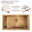 Transolid PUSS331911SB Studio 33-in x 19-in x 11-in 14 Gauge Super Single Bowl Undermount Stainless Steel Kitchen Sink With SinkPocket, Bottom Sink Grid, And Flip-Top Sink Strainer, Satin Brass