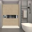 Transolid Studio 30-in x 60-in x 75-in Solid Surface Left-Hand Alcove Shower Kit in Almond Sky