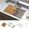 Radius RUDE3118-16-KIT 31-in x 18-in All-In-One Undermount Kitchen Sink Kit,Cafe Latte