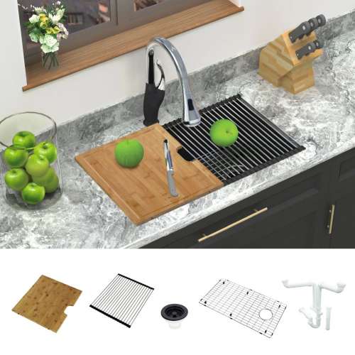 Radius RUSS3118-09-KIT 31-in x 18-in All-In-One Undermount Kitchen Sink Kit, Black