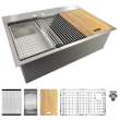 Transolid KWSST322210-ML2 32-in X 22-in X 10-in 18-Gauge Drop-in Stainless Steel Kitchen Workstation Sink with ML2 Faucet Holes