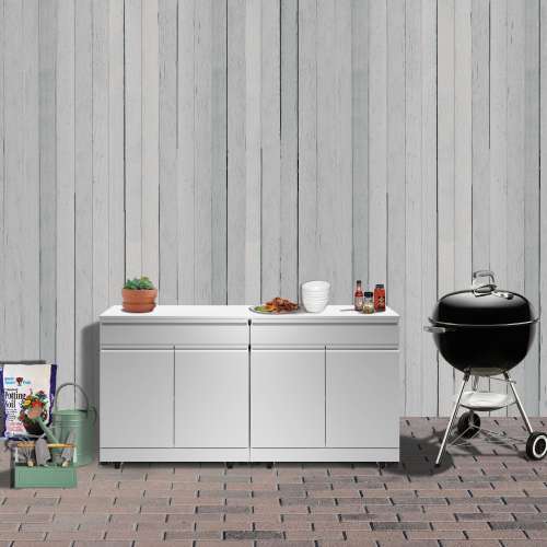 Transolid OBC6424 Outdoor Kitchen 64-in x 24-in x 37-in Double Base Cabinet, Stainless Steel