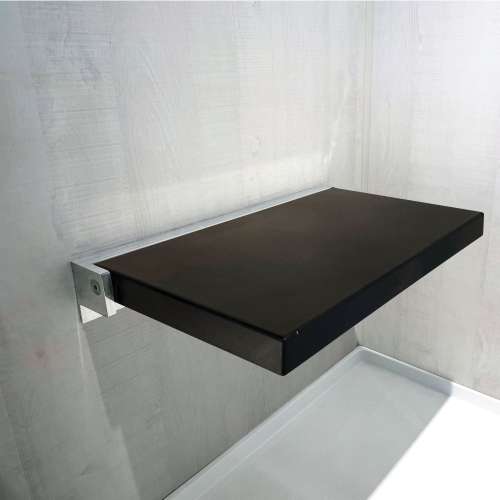 Transolid Preston PPS1420UP-09PC 14-in x 20-in Flip Up Shower Seat, Black and Polished Chrome