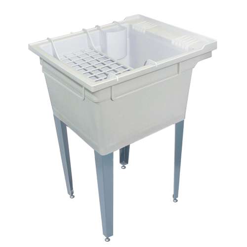 Transolid Compostite 22-in Floor Mounted Laundry Tub with Steel Legs and Accessory Kit