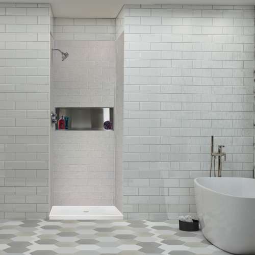 Transolid SaraMar 36-In X 36-In X 72-In Glue to Wall 3-Piece Shower Wall Trimmable Kit