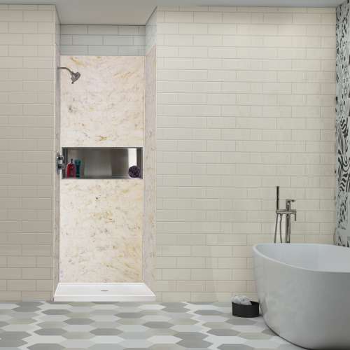 Transolid SaraMar 36-In X 36-In X 72-In Glue to Wall 3-Piece Shower Wall Trimmable Kit
