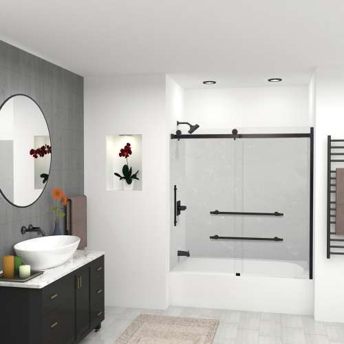 Transolid SWK603660-50V SaraMar 60-in x 36-in x 60-in Glue to Wall 3-Piece Shower Wall Trimmable Kit, Lunar Velvet