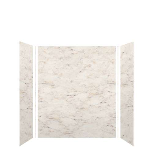 Transolid SWK603672-48V SaraMar 60-in x 36-in x 72-in Glue to Wall 3-Piece Shower Wall Kit, Biscotti Marble Velvet