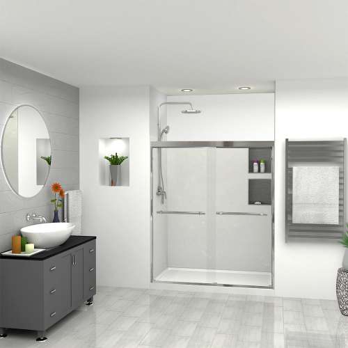 Transolid SWK603672-50V SaraMar 60-in x 36-in x 72-in Glue to Wall 3-Piece Shower Wall Trimmable Kit, Lunar Velvet
