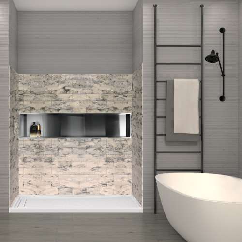 Transolid SaraMar 36-In X 60-In X 72-In Glue to Wall 3-Piece Shower Wall Trimmable Kit