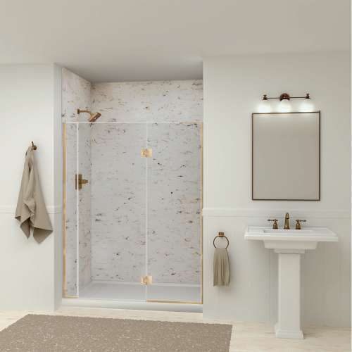 Transolid SWK603696-48V SaraMar 60-in x 36-in x 96-in Glue to Wall 3-Piece Shower Wall Trimmable Kit, Biscotti Marble Velvet