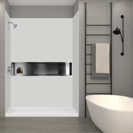 Transolid SaraMar 36-In X 60-In X 96-In Glue to Wall 3-Piece Shower Wall Trimmable Kit - In Multiple Colors