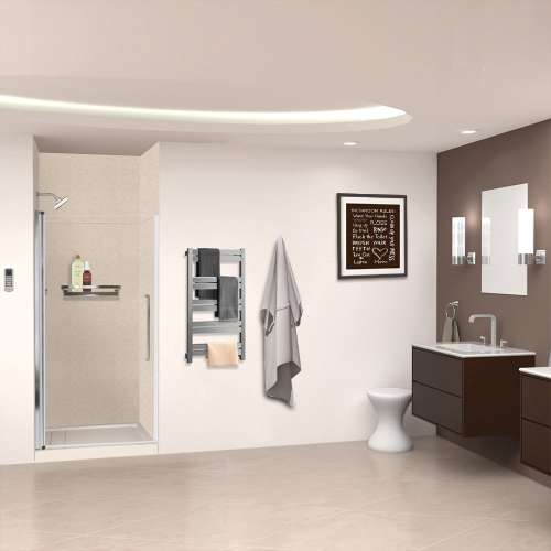 Transolid SWKX36367224-28V SaraMar 36-in x 36-in x 96-in Glue to Wall 6-Piece Shower Wall Trimmable Kit with Extension, Cashew Velvet