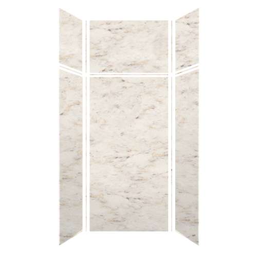 Transolid SWKX36367224-48V SaraMar 36-in x 36-in x 96-in Glue to Wall 6-Piece Shower Wall Kit with Extension, Biscotti Marble Velvet