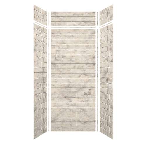 Transolid SWKX36368412-49 SaraMar 36-in x 36-in x 96-in Glue to Wall 6-Piece Shower Wall Kit with Extension, Sand Creme