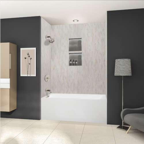Transolid UATLN603020-L-BN Unity 60-in x 30-in x 20-in Alcove Acrylic Bathtub Kit With Left Hand Drain, White/Brushed Nickel