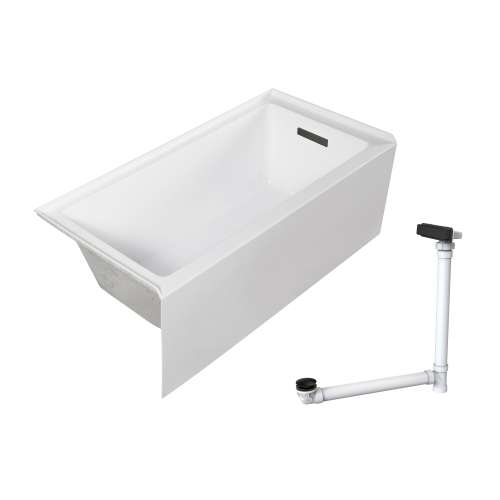 Transolid UATLN603020-R-MB Unity 60-in x 30-in x 20-in Alcove Acrylic Bathtub Kit With Right Hand Drain, White/Matte Black