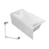 Transolid UATLN603022-L-BN Unity AFR 60-in x 30-in x 22-in Alcove Acrylic Bathtub Kit With Left Hand Drain, White/Brushed Nickel