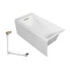 Transolid UATLN603022-L-CB Unity AFR 60-in x 30-in x 22-in Alcove Acrylic Bathtub Kit With Left Hand Drain, White/Champagne Bronze