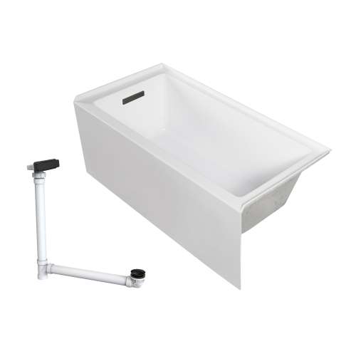 Transolid UATLN603022-L-MB Unity AFR 60-in x 30-in x 22-in Alcove Acrylic Bathtub Kit With Left Hand Drain, White/Matte Black