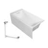 Transolid UATLN603022-L-PC Unity AFR 60-in x 30-in x 22-in Alcove Acrylic Bathtub Kit With Left Hand Drain, White/Polished Chrome