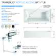 Transolid UATLN603215-R-PC Unity 60-in x 32-in x 15-in Alcove Acrylic Bathtub Kit With Right Hand Drain, White/Polished Chrome