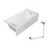 Transolid UATLN603215-R-CB Unity 60-in x 32-in x 15-in Alcove Acrylic Bathtub Kit With Right Hand Drain, White/Champagne Bronze