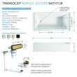 Transolid UATLN603217-L-CB Unity AFR 60-in x 32-in x 17-in Alcove Acrylic Bathtub Kit With Left Hand Drain, White/Champagne Bronze