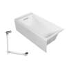 Transolid UATLN603217-L-BN Unity AFR 60-in x 32-in x 17-in Alcove Acrylic Bathtub Kit With Left Hand Drain, White/Brushed Nickel