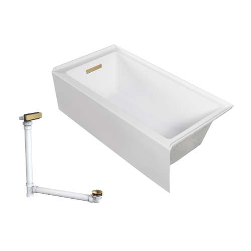 Transolid UATLN603217-L-CB Unity AFR 60-in x 32-in x 17-in Alcove Acrylic Bathtub Kit With Left Hand Drain, White/Champagne Bronze