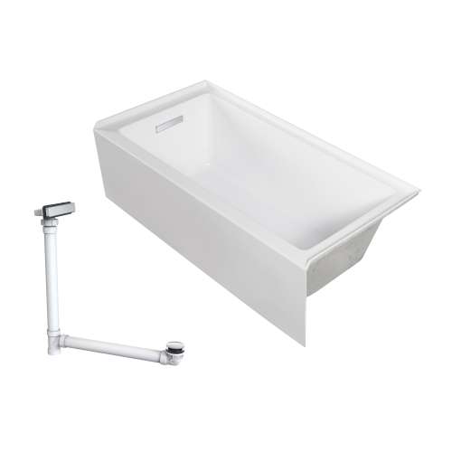 Transolid UATLN603217-L-PC Unity AFR 60-in x 32-in x 17-in Alcove Acrylic Bathtub Kit With Left Hand Drain, White/Polished Chrome