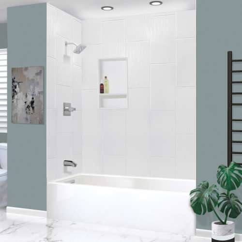 Transolid UATLN603217-L-PC Unity AFR 60-in x 32-in x 17-in Alcove Acrylic Bathtub Kit With Left Hand Drain, White/Polished Chrome